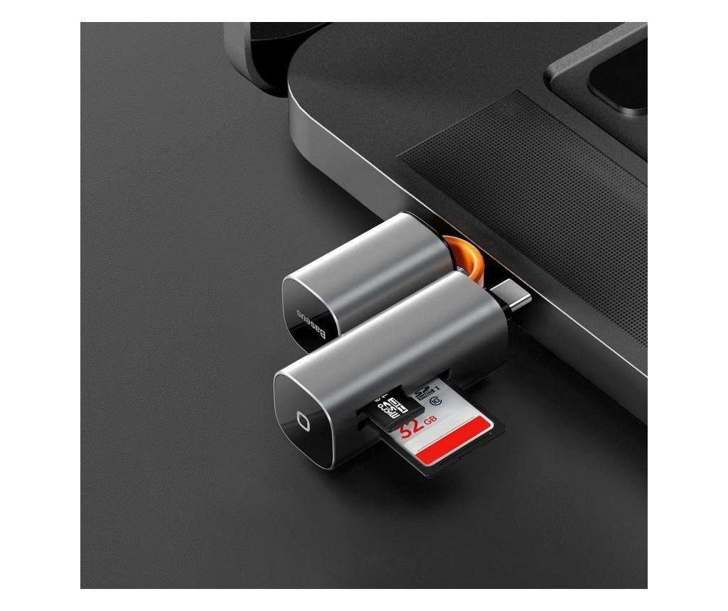 Card reader Baseus, Mini Cabin mini SD/micro SD/TF, USB/USB-C, Gri - 2
