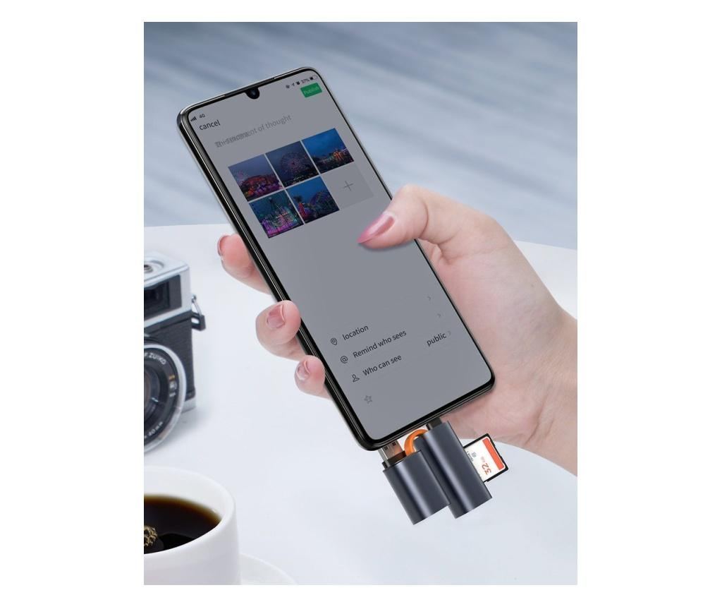 Card reader Baseus, Mini Cabin mini SD/micro SD/TF, USB/USB-C, Gri - 4