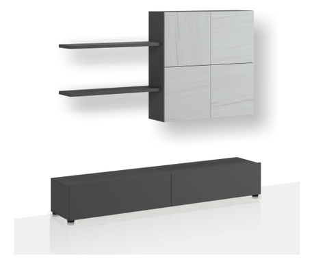 Комплект шкаф за телевизор и окачен шкаф с 2 рафта Tomasucci Furniture