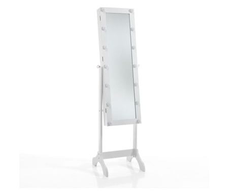 Oglinda de podea cu LED Tomasucci, Tomasucci Decoration, MDF, 40x38x155 cm, alb