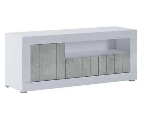Comoda TV Tomasucci, Tomasucci Furniture, panouri din PAL, 138x42x56 cm, gri/alb