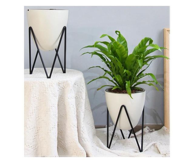 Ghiveci cu sistem de autoirigare Tomasucci, Tomasucci Decoration, alb/negru
