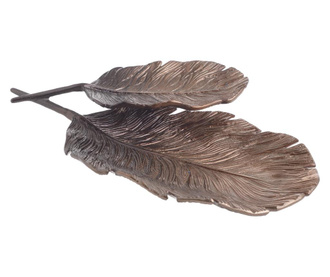 Platou metalic frunze, nuanta cupru, 40Χ25Χ6