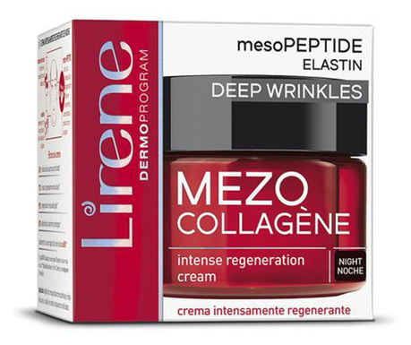 Crema de noapte intens regeneratoare, LIRENE Mezo-Collagene cu elastina, pentru tratarea ridurilor profunde, 50ml