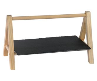 RAKI Set Platou servire din ardezie 25x14cm cu suport lemn 28x14x16cm