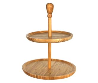 RAKI Platou rotund din bambus cu 2 etaje D25cm si D30cm