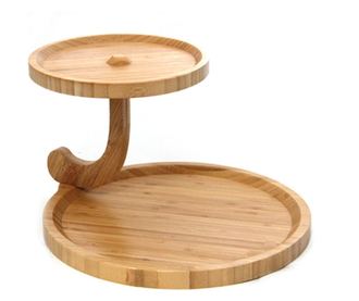 RAKI Platou din bambus cu 2 etaje D19cm si D29cm