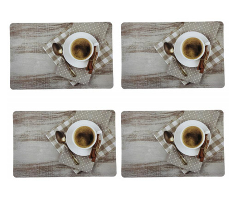 Комплект подложки за чинии, модел Сутрешно кафе, 4 броя, 43 x 28 см