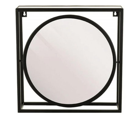 Огледало за кръгли стени Pufo Unique с рамка и метална рамка, 40 x 40 см, черно