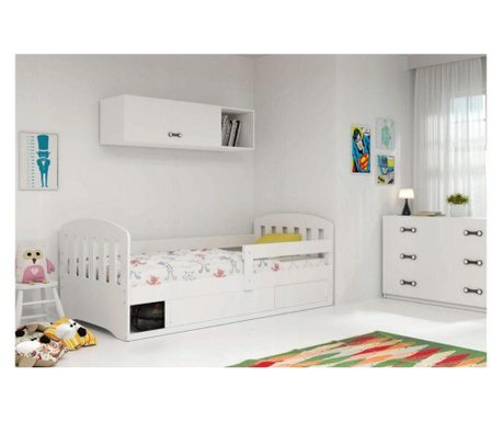 Детско легло, бяло с място за съхранение Interbeds Happy 1 160 х 80 см