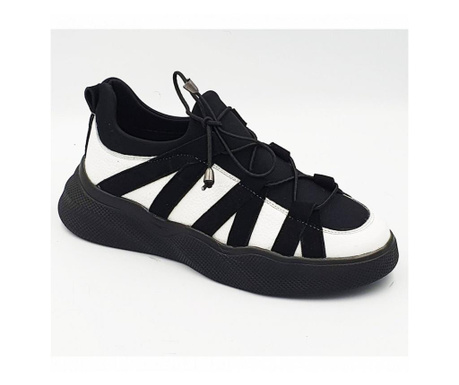 Pantofi sport din piele naturala dama Alb-Negru (Marime: 40)