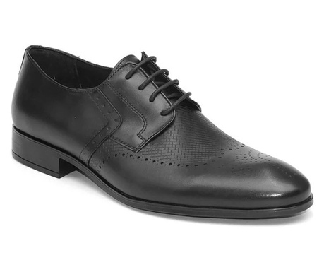 Pantofi eleganti barbati Monte Carlo negru (piele naturala) (Marime: 44)