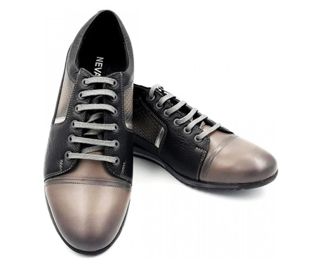 Pantofi sport barbati din piele naturala Emanuel Negru-Gri (Marime: 44)