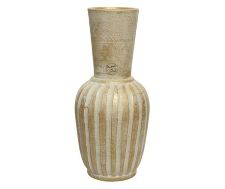 Vaza ceramica, handmade, auriu/alb, 18x40 cm