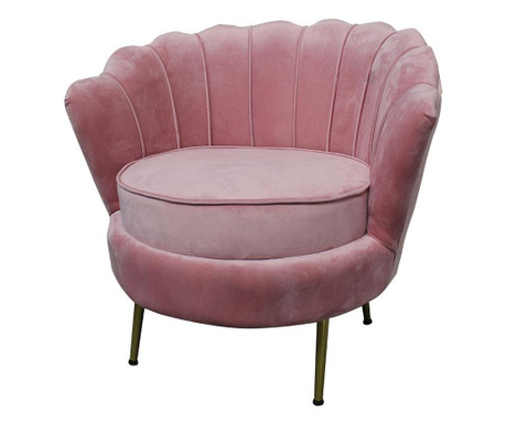 Fotoliu fleur,80x78x73 cm,culoare roz,tapitat textil aspect catifea,picioare metal auriu,perna sezut inclusa