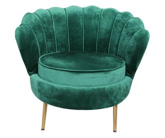 Fotoliu fleur,80x78x73 cm,culoare verde smarald,tapitat textil aspect catifea,picioare metal auriu,perna sezut inclusa