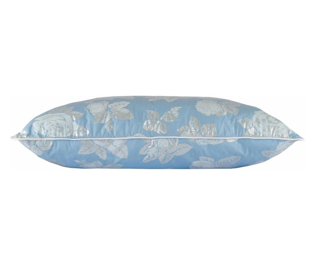 Възглавница SOMNART, 70x70 cm, пълнеж от пера 90%, пух 10%, памук 100%, синя флорална шарка