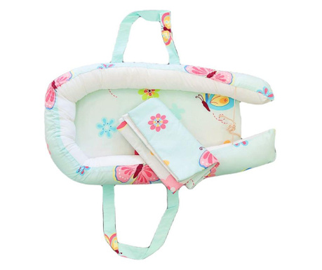 Baby Nest Somnart: Бебешка кошница + Матрак 42x84x2 см + Бебешко одеяло 70x70 см модел Пеперуди