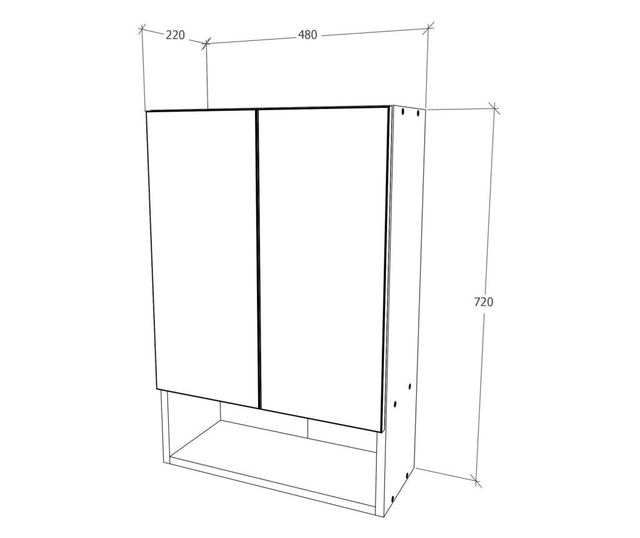 Corp Baie haaus Zed, Suspendat, 2 Usi, Alb lucios/Alb, MDF, L 48 x l 22 x H 72 cm