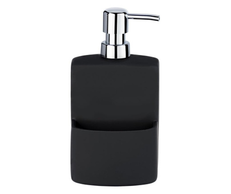 Dispenser sapun lichid cu suport burete, Festival, negru, 380 ml