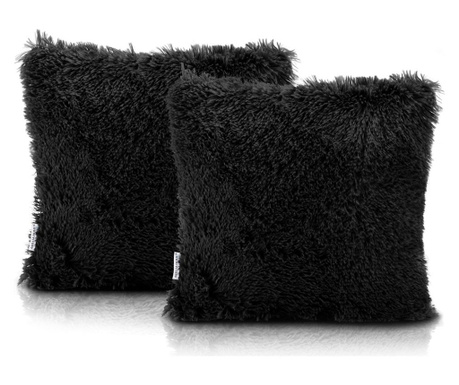 Set 2 fete de perna Ameliahome, Karvag, negru, 45x45 cm