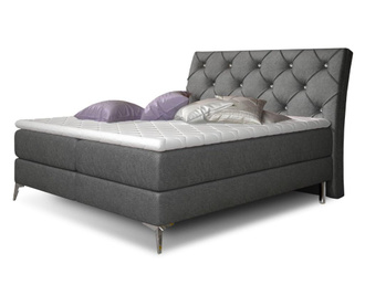 Pat boxspring cu spatiu pentru depozitare Eltap, Adel Dark Gray, rama din lemn, 140x200 cm