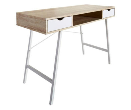 Bryrup íróasztal, 120x76x48 cm, 2 fiók, tölgy-fehér