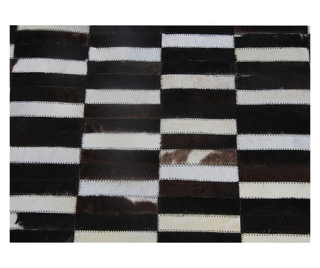 Covor de lux din piele, maro/negru/alb, patchwork, 141x200, PIELE DE VITA TYP 6