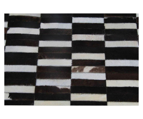 Covor de lux din piele, maro/negru/alb, patchwork, 69x140, PIELE DE VITA TIP 6