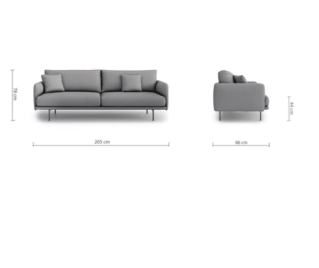 Uma Soro Grey Háromszemélyes kanapé