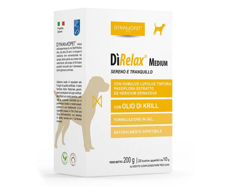 Хранителна добавка за кучета Dunamopet DiRELAX помага на кучето да преодолее моменти на напрежение и нервност полезно при пътув