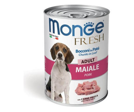 Хапки в пастет за кучета в зряла възраст Monge Fresh Adult, със свинско месо, 400гр