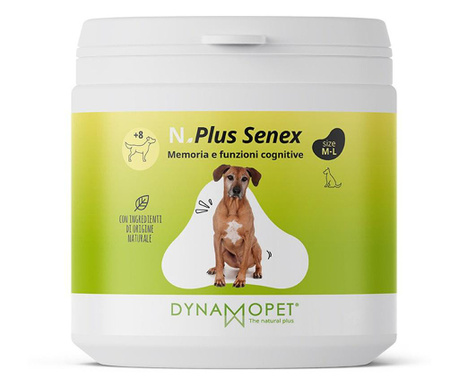 Хранителна добавка за кучета в напреднала възраст в подкрепа на паметта и когнитивните функции Dynamopet N.PLUS SENEX, 200гр