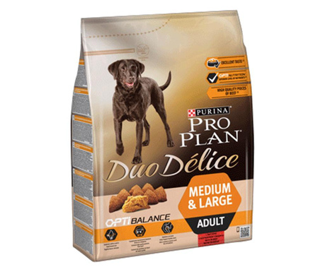 Храна за кучета от средни и едри породи PURINA PRO PLAN Duo Delice Adult Medium and Large, с говеждо, 2.5кг