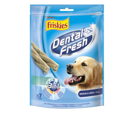 Лакомство за добра дентална хигиена за кучета в зряла възраст от средни породи PURINA FRISKIES Dog Dental Fresh , 180гр.