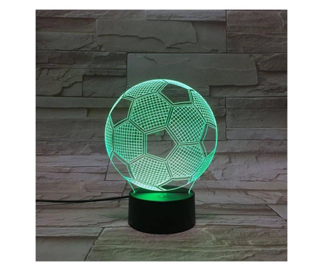 Черна 3D LED лампа Футболна топка