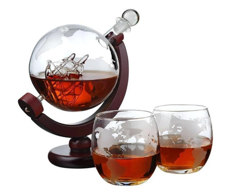 Уиски комплект "Глобус" - декантер с две чаши
