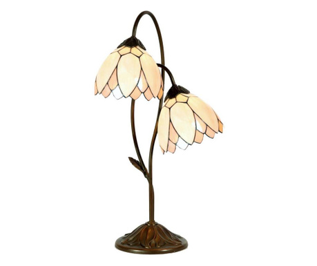 Настолна лампа с Основа от От Полирезин Кафяво И Абажур От стъкло Tiffany 35x33x61 См  0