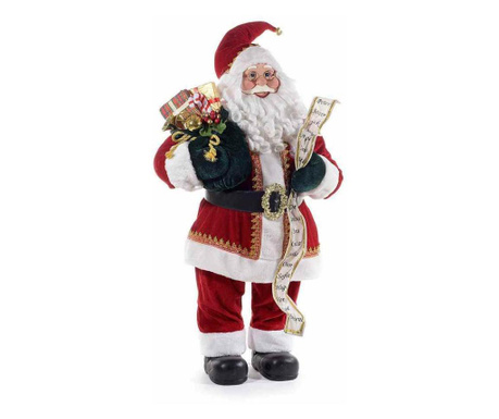 Figurica Djeda Božićnjaka u crveno bijelom veluru 49x27x83/107 cm