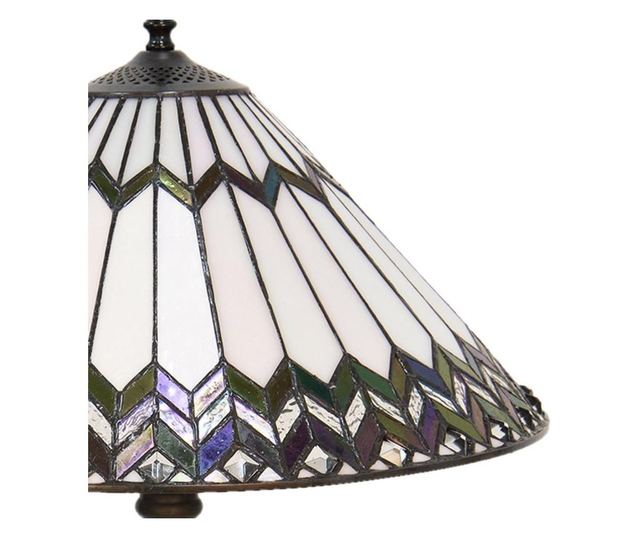 Hnědá polyresinová stolní lampa s Tiffany skleněným stínidlem Ø 40x62 cm