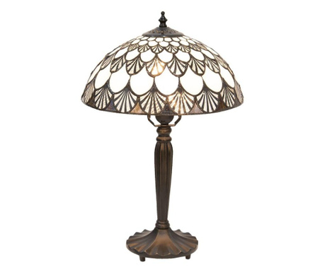Svjetiljka sa smeđim postoljem od poliresina i Tiffany staklenim sjenilom Ø 31x46 cm
