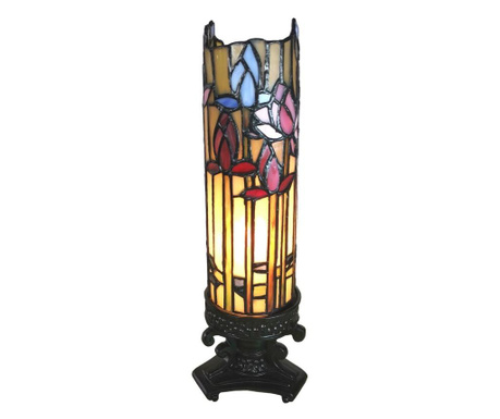 Настолна лампа с Основа от От Полирезин Черен И Абажур От стъкло Tiffany 10x10x33 См  0