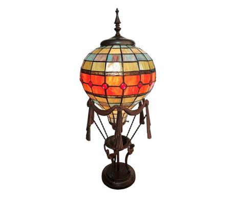 Настолна лампа с Основа от От Полирезин Кафяво И Абажур От стъкло Tiffany 31x31x71 См  0