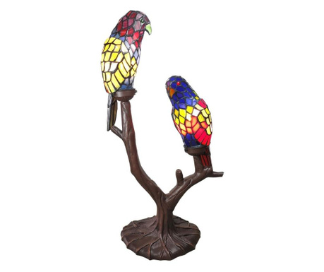 Настолна лампа с Основа от От Полирезин Кафяво И Абажур От стъкло Tiffany 50x24x63 См  0