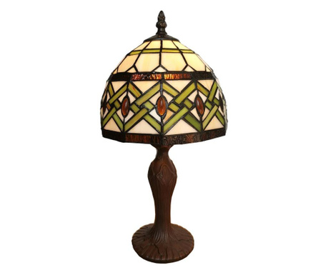Svjetiljka sa smeđim postoljem od poliresina i Tiffany staklenim sjenilom Ø 21x33 cm