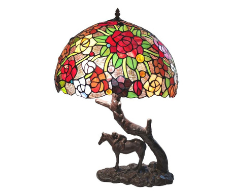 Настолна лампа с Основа от От Полирезин Кафяво И Абажур От стъкло Tiffany Ø 43x58 См  0
