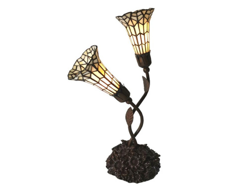 Svjetiljka sa smeđim metalnim postoljem i Tiffany staklenim sjenilom 34x25x58 cm