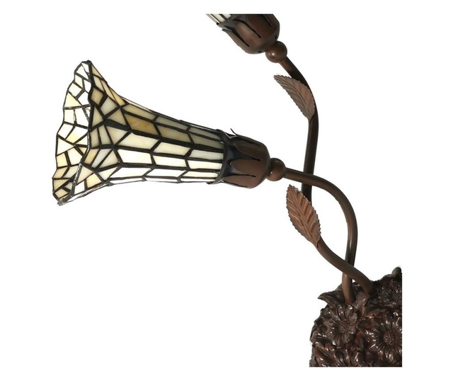 Настолна лампа с Основа от От Метал Кафяво И Абажур От стъкло Tiffany 34x25x58 См  0