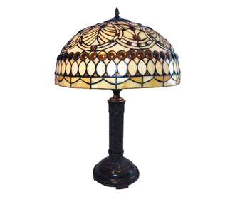 Настолна лампа с Основа от От Полирезин Кафяво И Абажур От стъкло Tiffany Ø 46x62 См  0