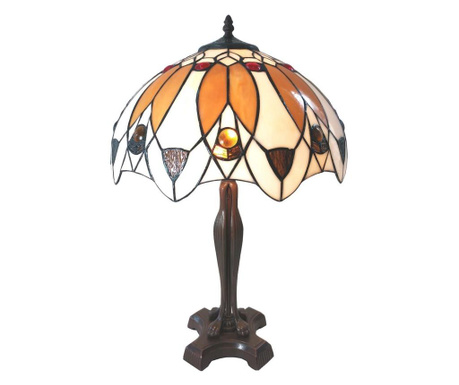 Настолна лампа с Основа от От Полирезин Кафяво И Абажур От стъкло Tiffany Ø 41x57 См Clayre & Eef  0